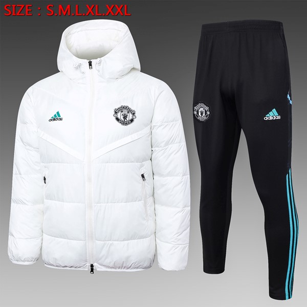 Abrigo Plumón Manchester United Conjunto Completo 2024/25 Blanco